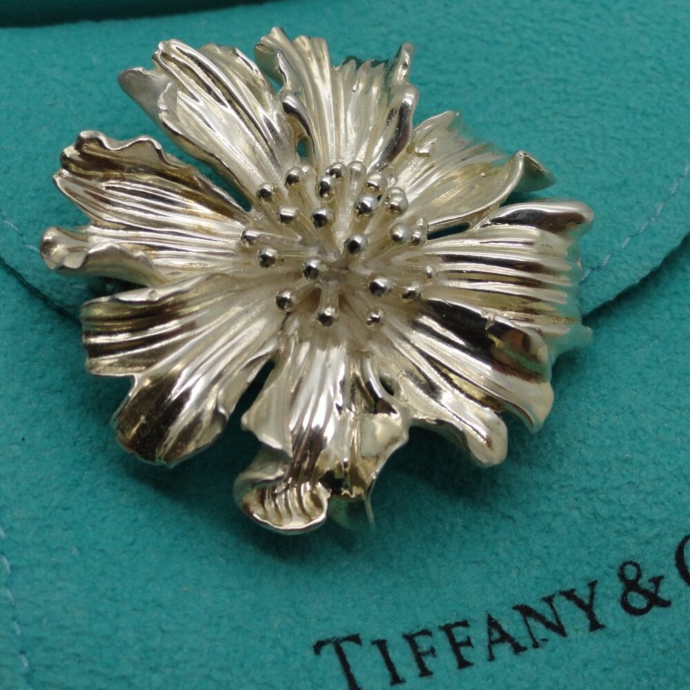 Tiffany & Co. Sterling Silver Marigold Flower Brooch Pin